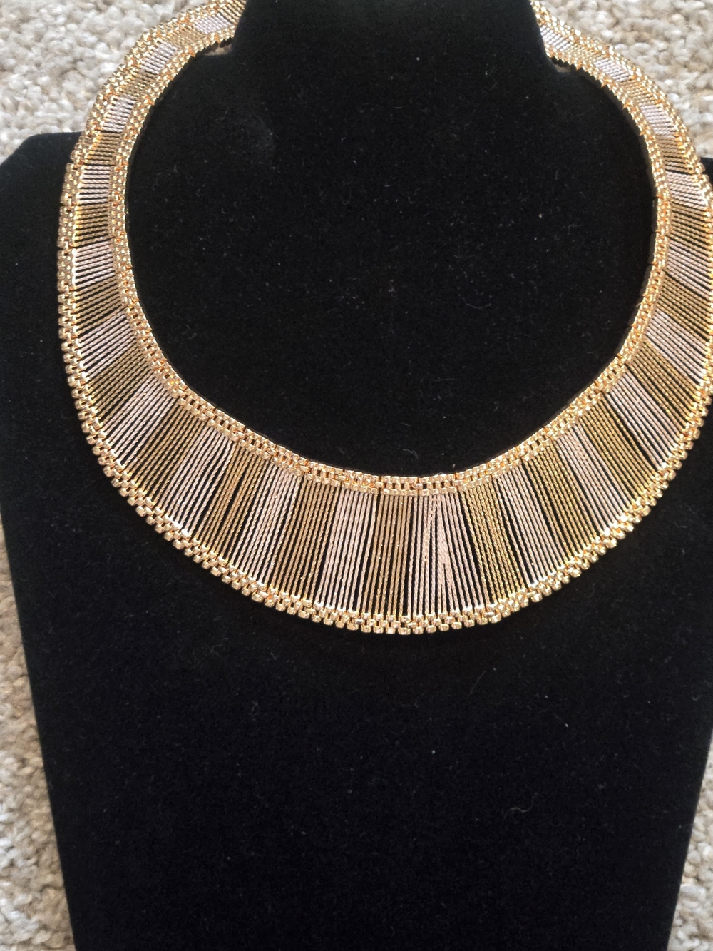 22kgp Dubai Jewelry Gold Fringe Statement Necklace -